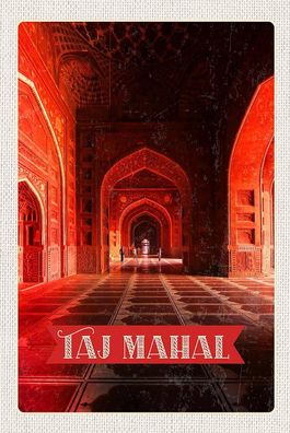Holzschild Holzbild 18x12 cm Indien Taj Mahal innen Flur