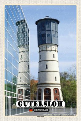 Blechschild 18x12 cm Gütersloh Wasserturm