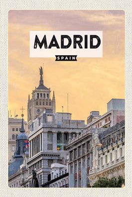 Holzschild Holzbild 18x12 cm Madrid Spanien kurz Trip