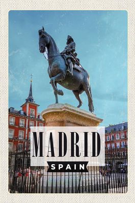 Blechschild 18x12 cm Madrid Spanien Panorama