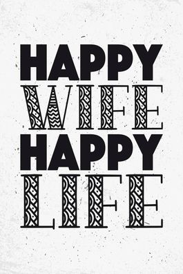 Holzschild Holzbild 18x12 cm Frau Happy wife happy Life