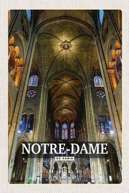 Holzschild Holzbild 18x12 cm Notre Dame Paris Kathedrale