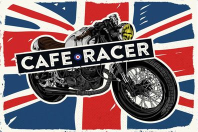 Blechschild 18x12 cm Motorcycle Cafe Racer Motorrad UK