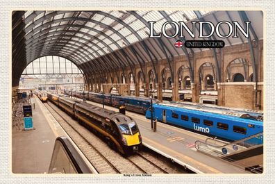 Holzschild 18x12 cm - London Uk King`S Cross Station