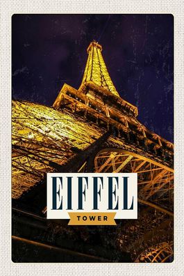 Blechschild 18x12 cm Retro Eiffel Tower Eiffelturm Paris
