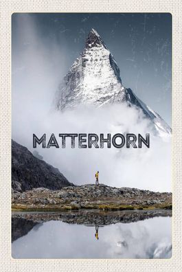 Holzschild 18x12 cm - Matterhorn Schweiz Wanderung Berg