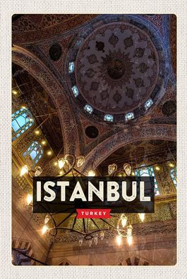 Holzschild 18x12 cm - Retro Istanbul Turkey Großer Markt