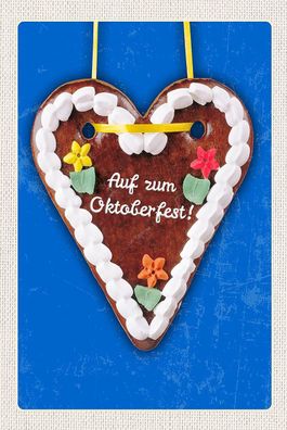 Holzschild Holzbild 18x12 cm München Oktoberfest Lebkuchen Herz