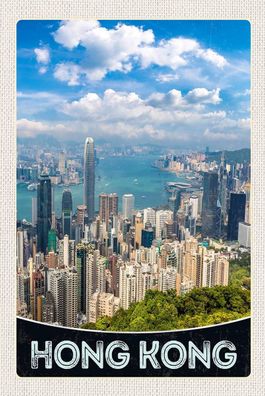 Blechschild 18x12 cm Hong Kong City Wolkenkratzer Hochhaus