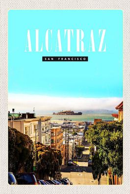 Holzschild 18x12 cm - San Francisco Alcatraz Stadt Straße