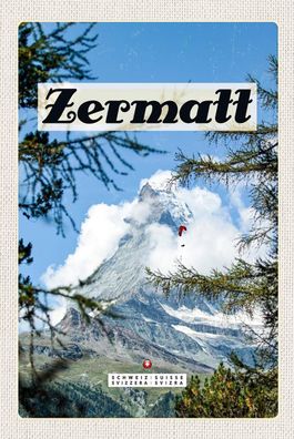 Blechschild 18x12 cm Zermatt Schweiz Tannenbaum Winterzeit