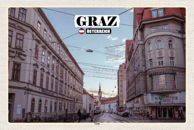 Holzschild 18x12 cm - Graz Österreich Lend Stadt