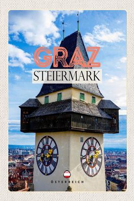 Holzschild 18x12 cm - Graz Steiermark Kirche Ausblick Stadt
