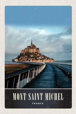 Blechschild 18x12 cm Mont Saint Michel Frankreich Burg