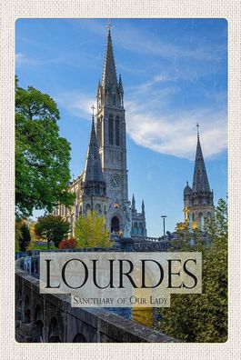Holzschild Holzbild 18x12 cm Sanctuaires Notre-Dame de Lourdes