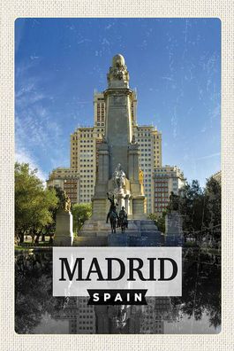 Blechschild 18x12 cm Madrid Spanien Pferd Panorama