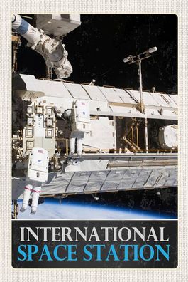 Blechschild 18x12 cm Weltraum International Space Station