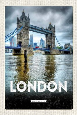Blechschild 18x12 cm London England Reiseziel Brücke