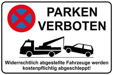 Blechschild 18x12 cm Parken Parken verboten widerrechtlich