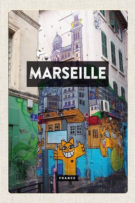 Blechschild 18x12 cm Marseille France Reiseziel