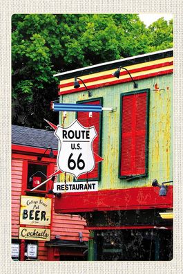 Holzschild 18x12 cm - Amerika Route 66 Restaurant Chicago
