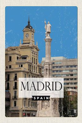 Blechschild 18x12 cm Madrid Spanien Panorama