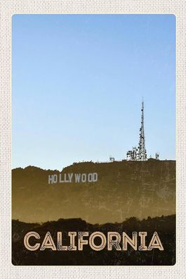 Holzschild Holzbild 18x12 cm California Amerika Hollywood Star