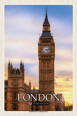 Blechschild 18x12 cm London Elizabeth Tower Big Ben