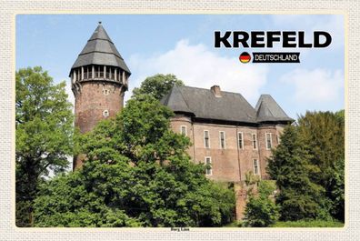 Blechschild 18x12 cm Krefeld Burg Linn Schloss