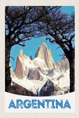Holzschild Holzbild 18x12 cm Argentinien Gebirge Wanderung