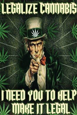 Blechschild 18x12 cm legalize cannabis need you help
