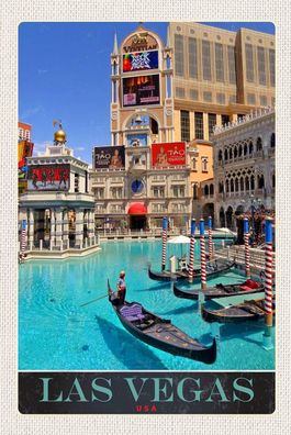 Holzschild Holzbild 18x12 cm Las Vegas Bootstour USA Casino Amerika