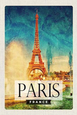 Blechschild 18x12 cm Paris Frankreich Eiffelturm Kunst