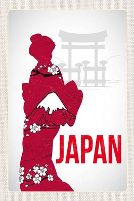 Blechschild 18x12 cm Japan Asien Traditioneller Kimono