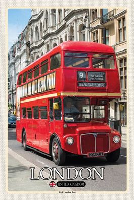 Blechschild 18x12 cm London UK Red London Bus