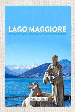 Blechschild 18x12 cm Lago Maggiore Schweiz Skulptur Ziege