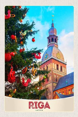 Blechschild 18x12 cm Riga Lettland Weihnachten Winterzeit