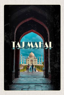 Blechschild 18x12 cm Indien Taj Mahal Menschen Muslime