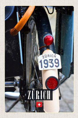 Holzschild Holzbild 18x12 cm Zürich Fahrrad 1939 Europa