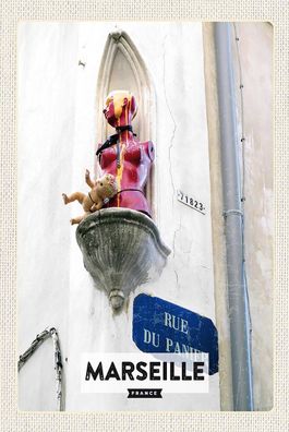 Blechschild 18x12 cm Marseille France rue du panier