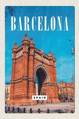 Holzschild 18x12 cm - Barcelona Spain Architektur Retro