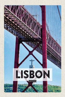 Holzschild 18x12 cm - Lisbon Portugal Ponte 25 De Abril