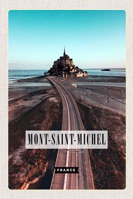 Holzschild Holzbild 18x12 cm Mont-Saint-Michel France Reiseziel