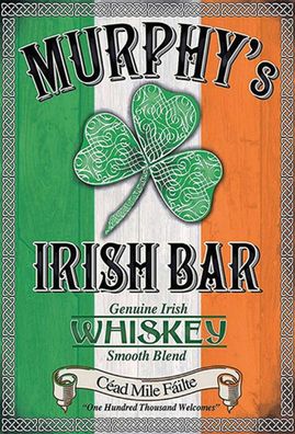 Holzschild Holzbild 20x30 cm Murphy´s Irish Bar Whiskey
