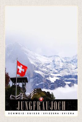 Blechschild 18x12 cm Jungfraujoch Schweiz Wintertraum