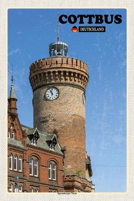 Blechschild 18x12 cm Cottbus Spremberger Turm