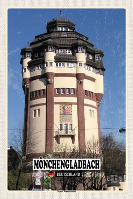 Holzschild Holzbild 18x12 cm Mönchengladbach Neuer Wasserturm