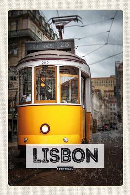Blechschild 18x12 cm Lisbon Portugal Straßenbahn 28
