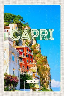 Blechschild 18x12 cm Capri Italy Stadt Bergen