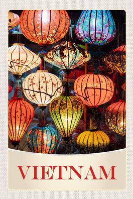 Blechschild 18x12 cm Vietnam Asien bunte Laterne Kultur